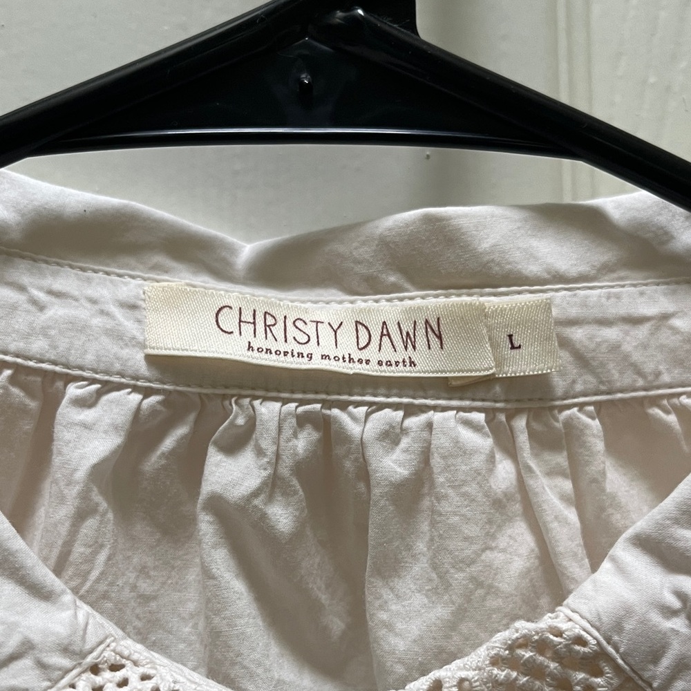 Christy Dawn Ghita Blouse in Pearl Crochet-Collar Button Down Shirt - L - Picture 7 of 9